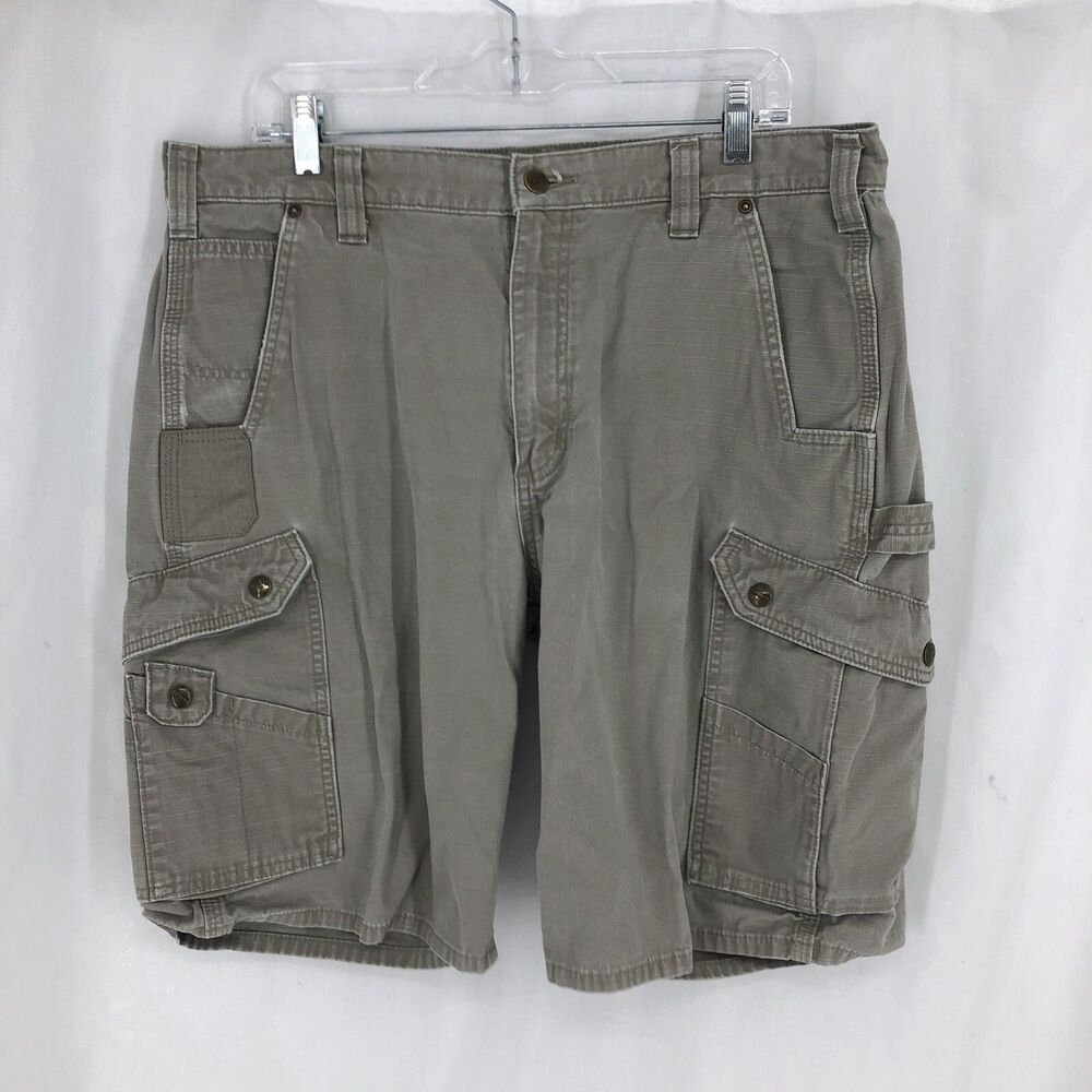Carhartt Relaxed Carpenter Khaki Cargo Shorts Reinforced Utility Snap Pockets 37